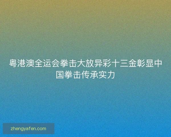 粤港澳全运会拳击大放异彩十三金彰显中国拳击传承实力 粤港澳全运会拳击大放异彩十三金彰显中国拳击传承实力