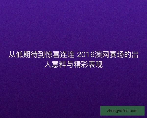 从低期待到惊喜连连 2016澳网赛场的出人意料与精彩表现