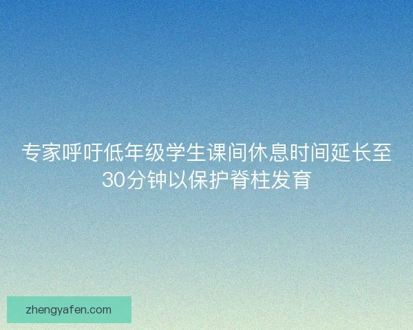 专家呼吁低年级学生课间休息时间延长至30分钟以保护脊柱发育 专家呼吁低年级学生课间休息时间延长至30分钟以保护脊柱发育